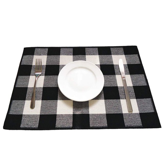Levinis - Juego De 6 Manteles Individuales De Algodón, Duraderos Manteles Individuales A Cuadros De Búfalo Para Mesa De Cocina, Fáciles De Cuidar, Lavables A Máquina