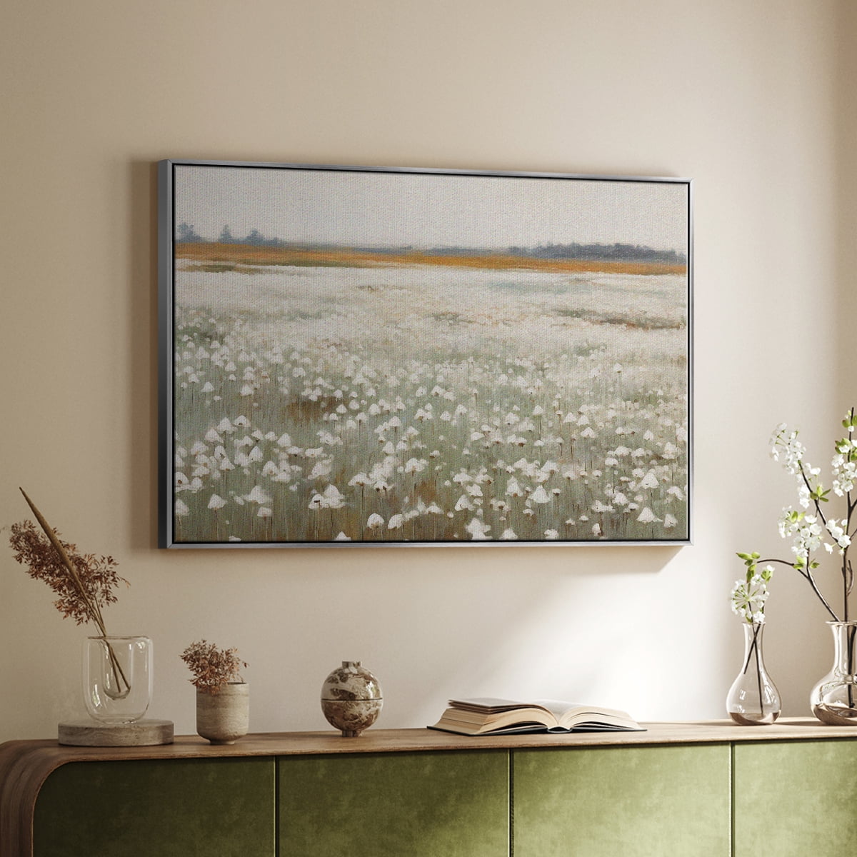 Vintage Landscape-XVII By Wexford Home Framed in Silver Wood Gallery Wrapped Canvas 25 in. x 37 in.