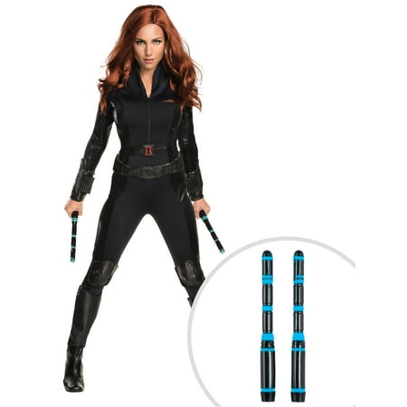 Adult Captain America Civil War Deluxe Black Widow Sexy Sexy Costume and Black Widow Baton Weapon