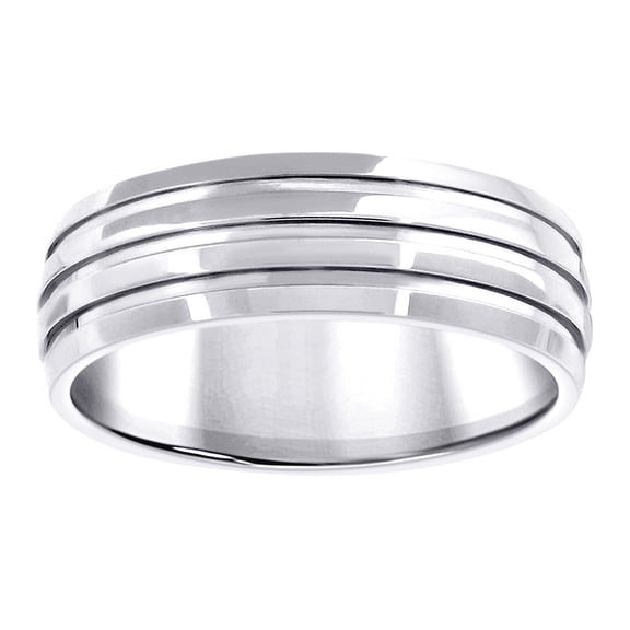 Stainless Steel Mens Triple Grooved Polished Comfort-fit Fashion Band Ring Size 11 Wedding Band for Men