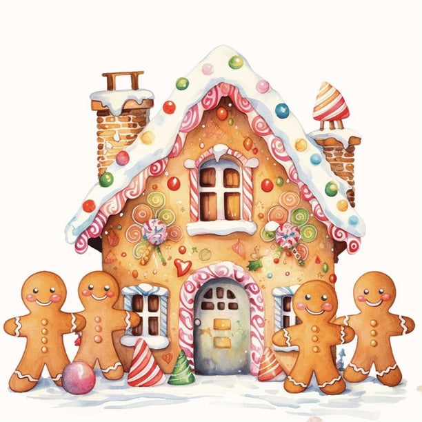 Pintura de diamante 5D DIY taladro redondo completo Navidad galleta decoración de la casa 30x30cm