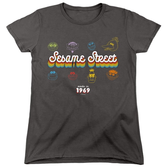 Sesame Street Made In 1969 S/S Women's T-Shirt Charcoal
