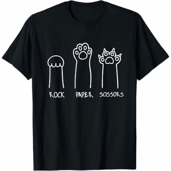 Greenink Funny Cat Rock Paper Scissors Hand Game Cute Paws T-Shirt Men Women Boys Girls Cat Lover Gifts Tees