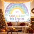 thumbnail image 3 of Rainbow Breathing Typography with Clouds and Heart, Calming Illustration for Kids, Mindfulness Wall Decor, Back to School Gift, Tapestry Wall Hanging for Classroom and Playroom, 3 of 7