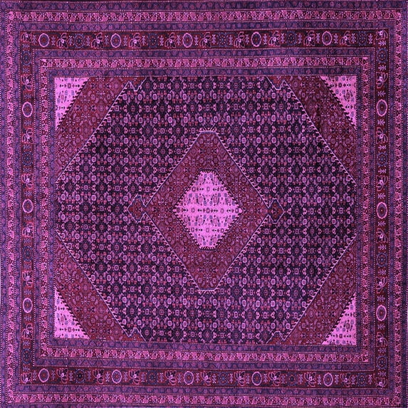 Ahgly Company Indoor Square Persian Purple Traditional Area Rugs, 7' Square