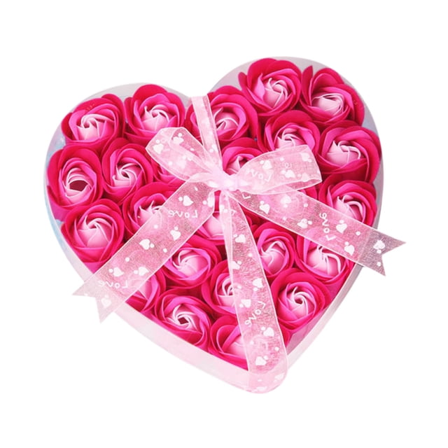 Yhmxh Organizadores y almacenamiento 24 jabones de rosas con aroma a oro rosa para fiestas, con caja de regalo y cinta. Almacenamiento de ducha almacenamiento de cocina Almacenamiento de juguetes