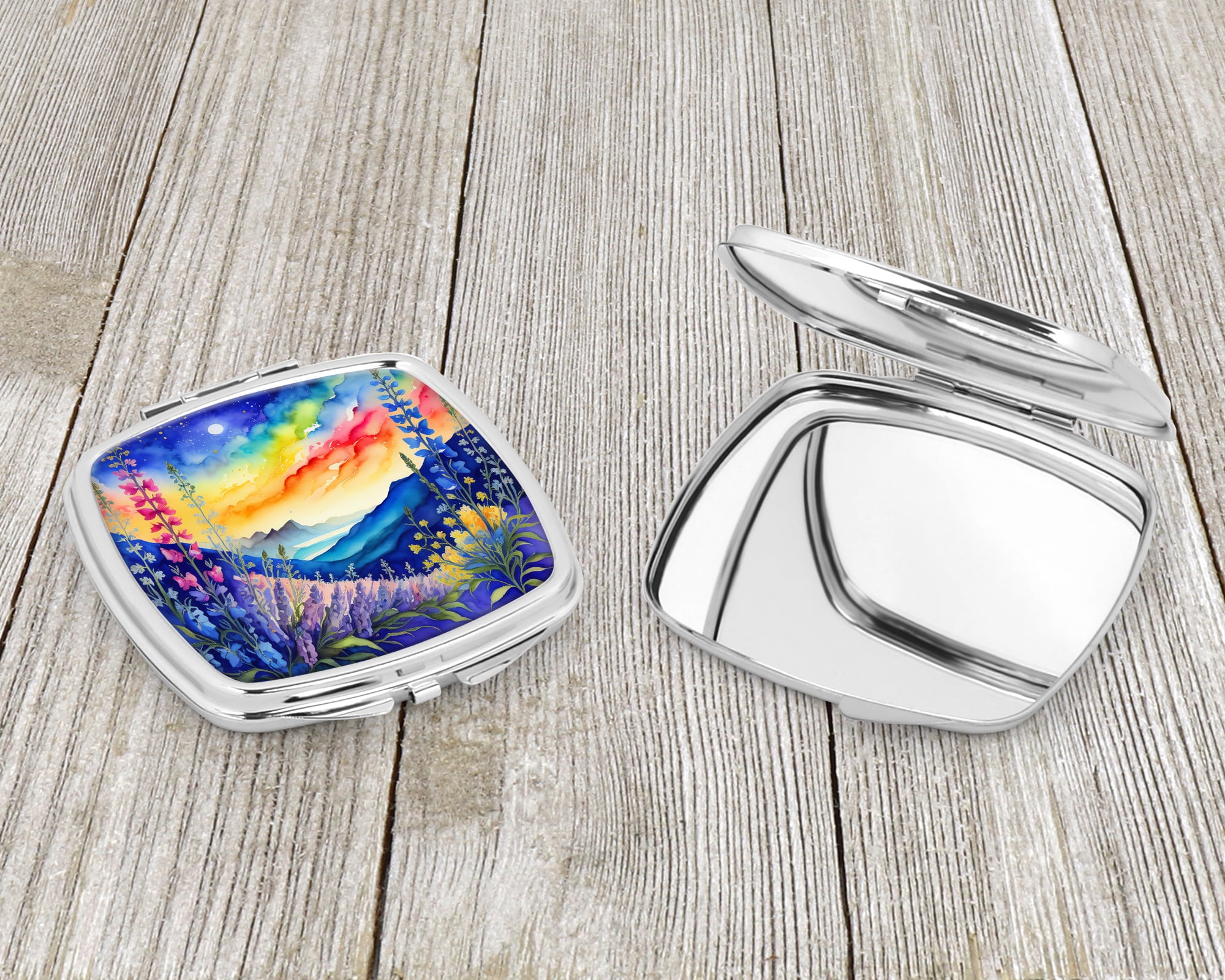 Colorful Delphinium Compact Mirror 2.75 in x 3 in
