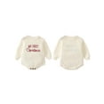 thumbnail image 2 of Rdhnmea Baby Christmas Sweater Romper Letter Embroidery Long Sleeve Crew Neck Knit Bubble Jumpsuit Xmas Outfits, 2 of 9