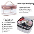 thumbnail image 3 of Caja de bolsa de maquillaje de doble capa, portátil de celosía, almacenamiento multifuncional, lavado y maquillaje, 1 ud., 3 of 5
