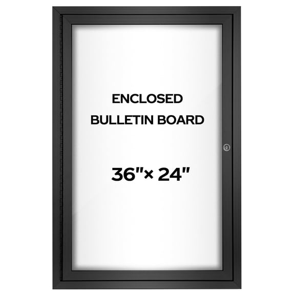 INNOVART Enclosed Bulletin Board 36x24, Lockable Dry Erase Noticeboard with Black Aluminum Frame, Outdoor Enclosed Whiteboard Weatherproof, Wall Display Case with Swing-Open Door Info Cabinet