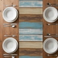 thumbnail image 4 of Table Runner 48 Inches Long for Kitchen Dining, Blue Brown Dresser Scarf Farmhouse, Dining Table Decorations for Wedding/Parties, Farmhouse Rustic Wooden Plank Board 13 x 48 In, 4 of 8