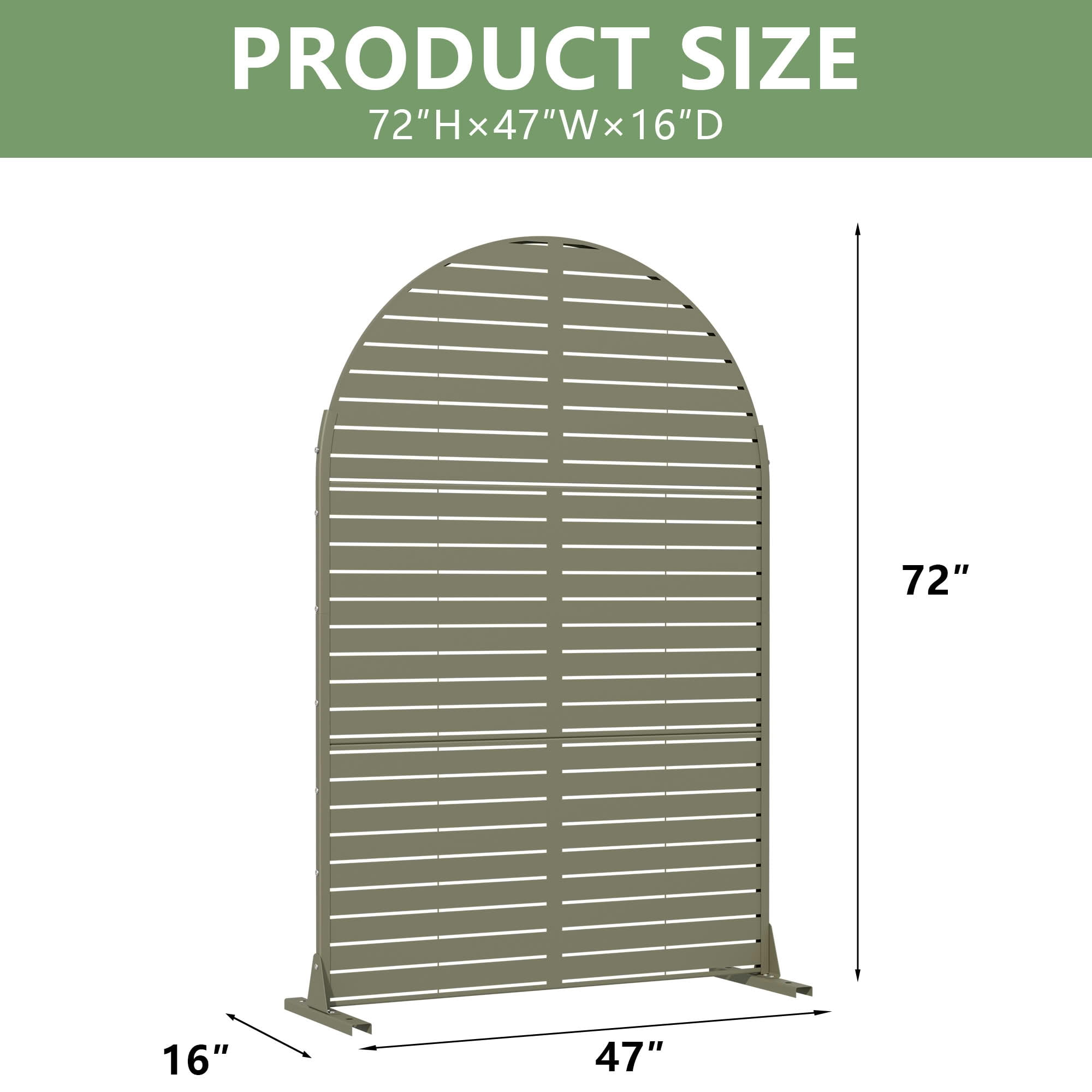 MAYEERTY Outdoor Metal Privacy Screen 6ft × 4ft Olive Gray, 3-Panel Classic Louvered, Rust-Resistant for Patio