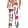 thumbnail image 2 of Kdxio Watercolor Red Truck And Fir Tree Print Men's Sleep Pajama Pant Lounge Pants with Pockets, 2 of 8