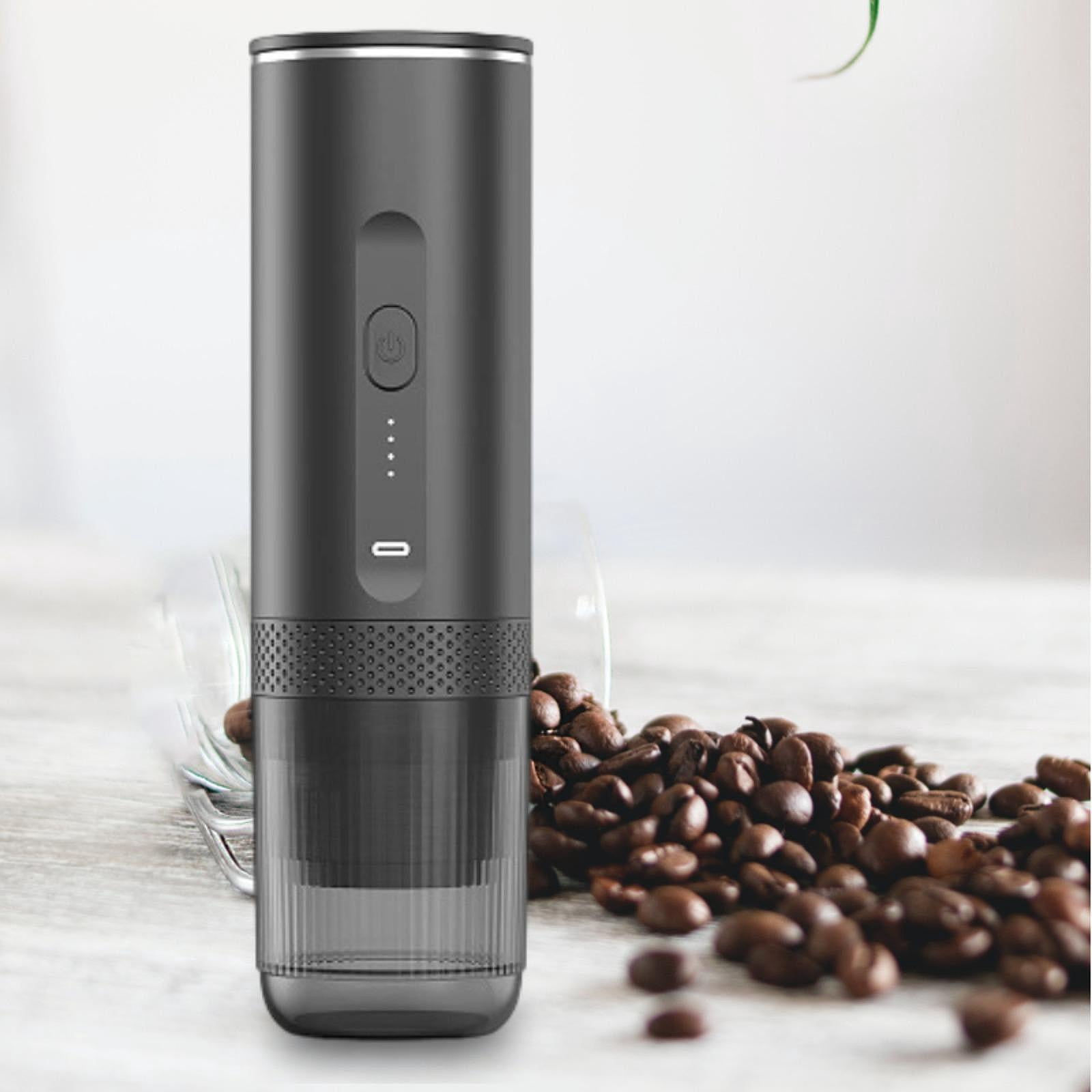 Fiocias Mini Capsule Coffee Machine Lightweight Rechargeable Espresso Device for Outdoor Black