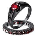 thumbnail image 4 of Anillo de dragón celta de boda de tungsteno negro a la moda con circonita verde/roja, anillo de pareja de fibra de carbono de acero inoxidable Punk para hombres, 4 of 5