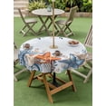 thumbnail image 3 of Orange Blue Starfish Coastal Outdoor Tablecloth - 54 Inch Round Dining Table Cover, Summer Beach Eucalyptus Waterproof Outdoor Table Cloth with Umbrella Hole & Zipper for Picnic/Patio/Party, 3 of 7