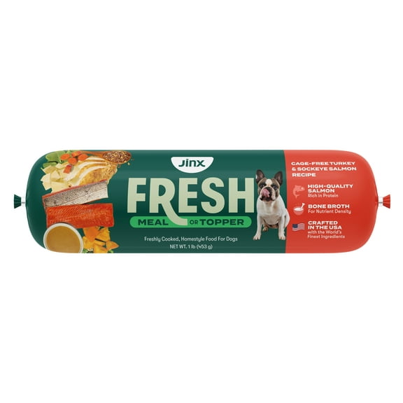 Jinx Fresh Cage-Free Turkey & Sockeye Salmon Dog Food Meal or Topper, 1 lb Tube