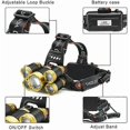 thumbnail image 3 of Bright LED Headlamp, 4 Modes Super Bright 2200 Lumens 5 LED Headlamp with Rechargeable Batteries, Car Charger, Wall Charger and USB Cable Ideal for R, 3 of 4