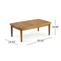 Outdoor Double Sofa and Coffee Table Leisure Combination Set, Acacia Wood Conversation Furniture for Patio Garden, Teak and Beige