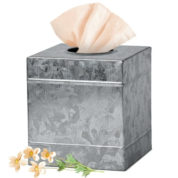 Autumn Alley Rustic Galvanized Square Tissue Box Cover – Farmhouse Decor