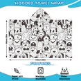 thumbnail image 2 of Cute Black and White Cartoon Line Drawing Dog Hooded Bath Towel，60"x35" for Ages 3 To 12 Kids, Quick Dry Lightweight Soft Microfiber Hood Beach Towel Cover Up for Kids, 2 of 7