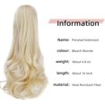 thumbnail image 2 of HSHDLDF Extension de Queue de Cheval, Extensions de Cheveux Griffes 16 Pouces Longues et Bouclées, Pince pour Queue de Cheval, Postiche Synthétique d'Apparence Naturelle pour Femmes (Blond Blanchâtre), 2 of 7