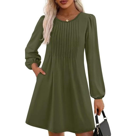 PRETTYGARDEN Fall Dresses for Women Long Sleeve Mini Short Flowy A Line Casual Holiday Party Tunic Dress Fashion Clothes