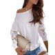 thumbnail image 3 of Qarigey Sudadera con capucha para mujer Perspectiva de encaje Top de manga larga Casual Cuello Sudadera suelta para niña, Negro, XL Prendas para la parte del cuerpo Blanco METRO, 3 of 6