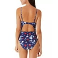 thumbnail image 3 of California Waves Junior's Splatter Star Knotted Front Cut Out One Piece Swimsuit Blue Size Small, 3 of 3