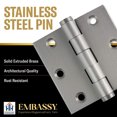 thumbnail image 5 of Embassy 3.5” x 3.5” Door Hinge Heavy Duty Hinges with Satin Nickel Finish & Ball Finials, 5 of 8