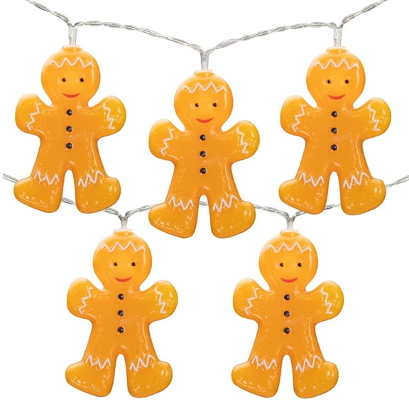 10-Count Warm White LED Gingerbread Man Christmas Fairy Lights 4' Copper Wire