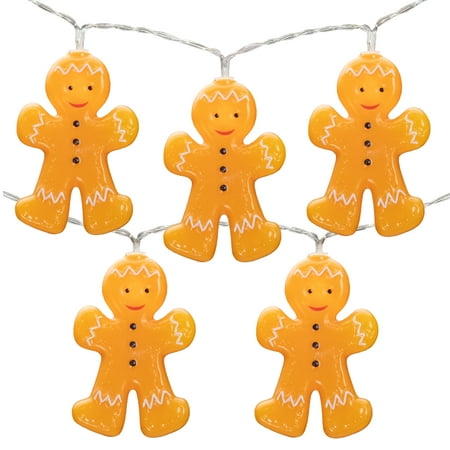 10-Count Warm White LED Gingerbread Man Christmas Fairy Lights 4  Copper Wire