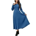 thumbnail image 5 of ZQUUVOU Women's Ribbed Sweater Dress Long Sleeve Round Neck Comfortable Maxi Tunic Business Casual Formal Outfits Blue, 5 of 8