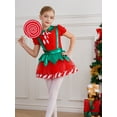 thumbnail image 7 of Haitryli Kids Girls Christmas Elf  Dress Puff Sleeve Tutu Dress Figure Skating Dance Leotard Red 6, 7 of 7
