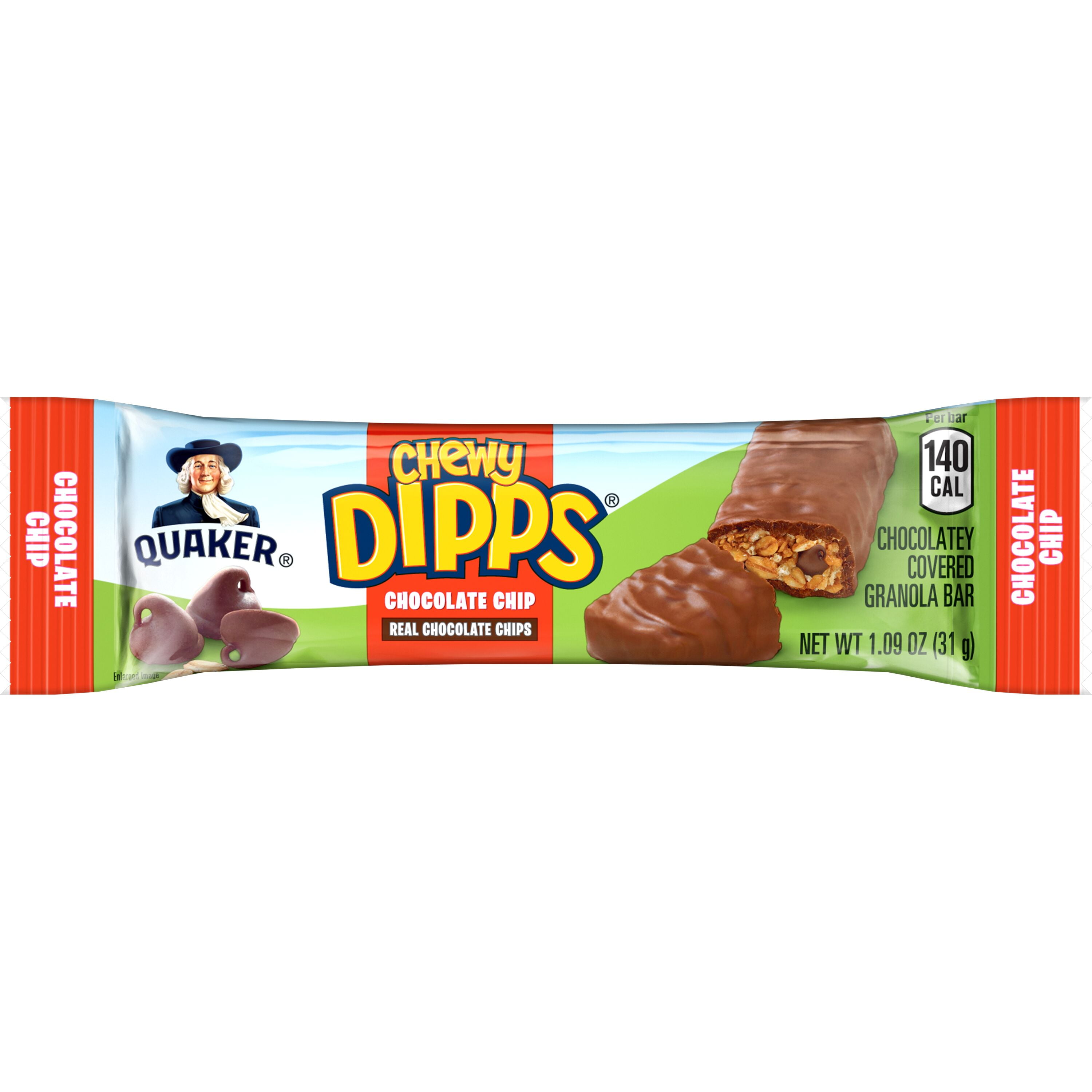 (6 pack) Quaker Chewy Dipps Chocolate Chip Granola Bars, 1.09 oz 30 Count