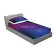thumbnail image 2 of Ambesonne Galaxy Fitted Sheet & Pillow Sham Set, Stardust Space Rainbow, Twin, Black Pink Blue, 2 of 2