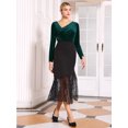thumbnail image 3 of DARING DIVA Women's Asymmetrical Ruched Neck Long Sleeve Velvet Blouse 2XL Dark Green, 3 of 6