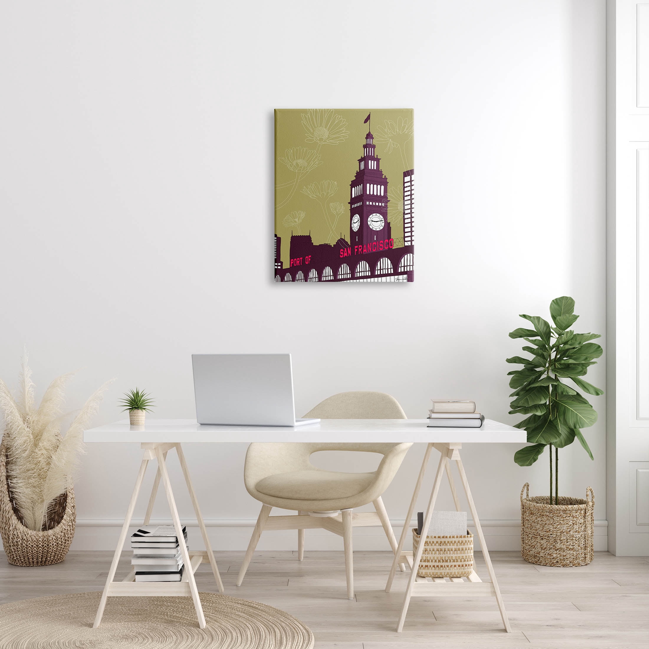 Stupell Industries Floral San Francisco City Graphic Art Gallery Wrapped Canvas Print Wall Art, Design by Shane Donahue