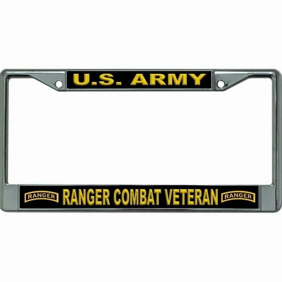 U.S. Army Ranger Combat Veteran Chrome License Plate Frame