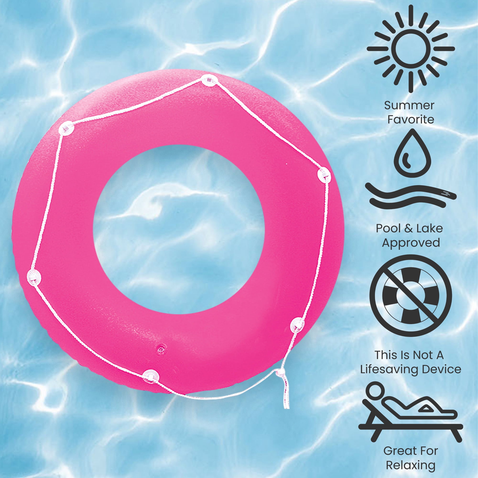 Swim Central 47" Inflatable 1-Person Swimming Pool Inner Tube with Perimeter Rope - Pink