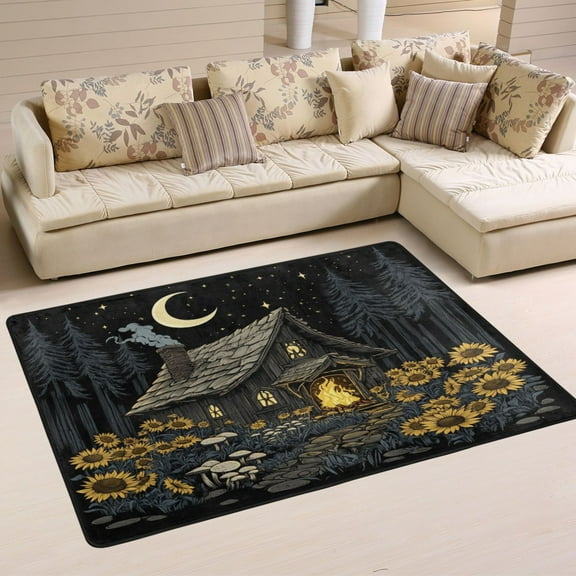 WOBOGO Witch Hut Carpet Non-Slip Rugs Soft Doormat 36×24in Living Dining Room Bedroom Decorative