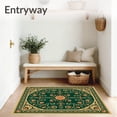 thumbnail image 3 of ODIKA 4'x6' Machine Washable Non-Slip Area Rug, Blossom Enchanted Mystical Ornamental Treasure High Traffic Rug with Pad, Green, 521561, 3 of 8