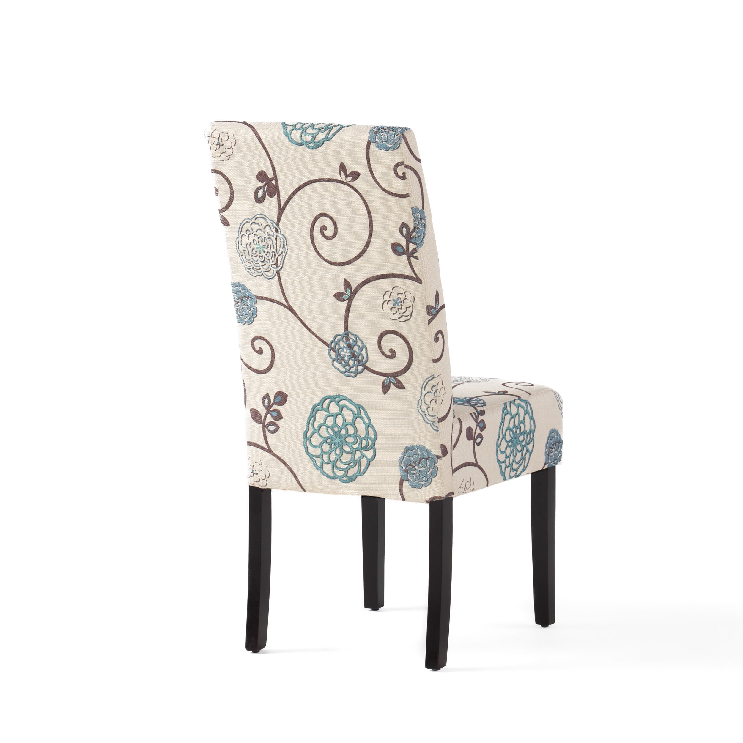 Noble House Peggy Indoor Contemporary Fabric Dining Chair, Set of 2, Light Beige, Blue Floral