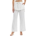 thumbnail image 5 of Guluxicc Womens Wide Leg Pants Elastic Waist Drawstring Ruffled Bottom Lounge Trousers Summer Casual Outfits for Everyday Wear, 5 of 5