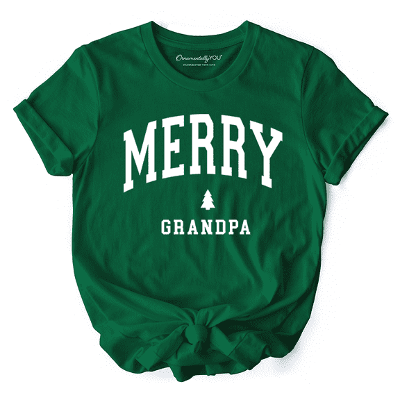 Merry Grandpa Retro Christmas T-Shirt, Matching Family Holiday Tee