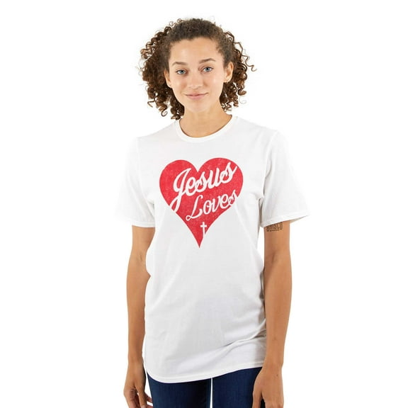 Jesus Christ Love Christian God Cross Women's Graphic T Shirt Tees Brisco Brands S