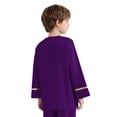 thumbnail image 7 of iiniim Boys Liturgical Worship Praise Dance Top Metallic Color Block Long Sleeve Pullover Shirts Tunic Dancewear Purple 16, 7 of 7