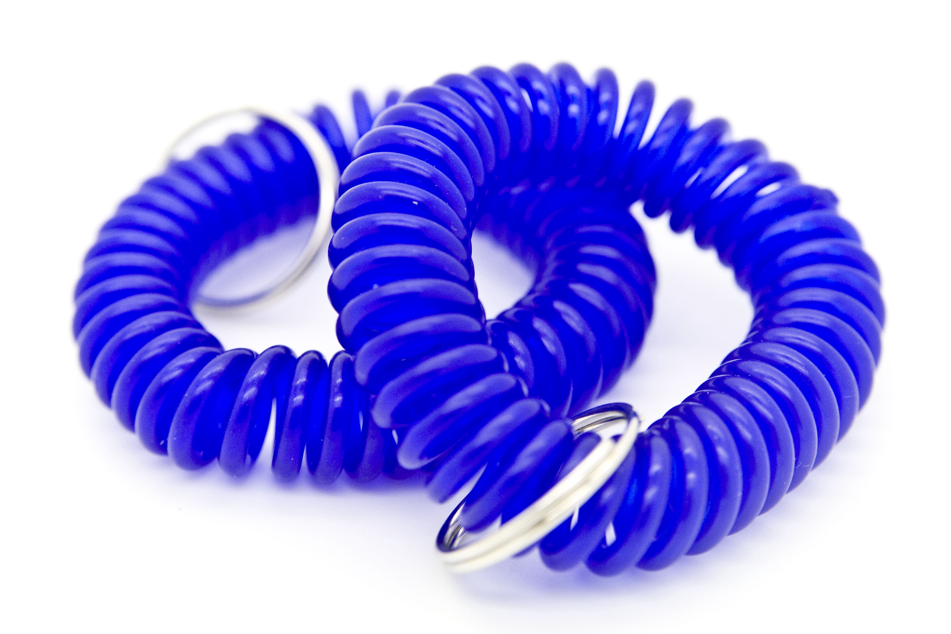 100pcs Blue Color Soft Spring Spiral Wrist Coil Elastic Wrist Band Key Ring Chain by OnDepot