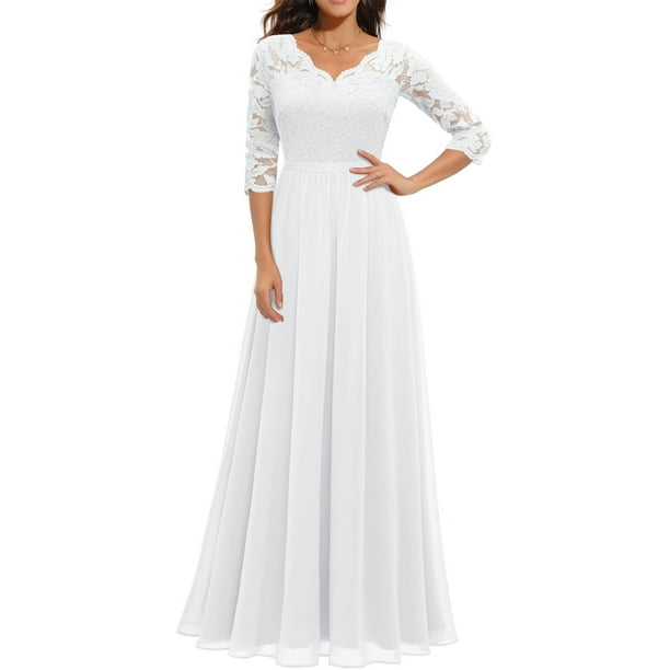 Txlixc Vestido largo de mujer, encaje de parquet sólido Txlixc moda