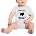 thumbnail image 2 of Warning: Protected by A Keeshond Dog Funny Baby Rompers Baby Clothes (White,0-3 Months), 2 of 5